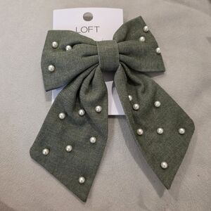 LOFT Olive Bow with Pearl Beads